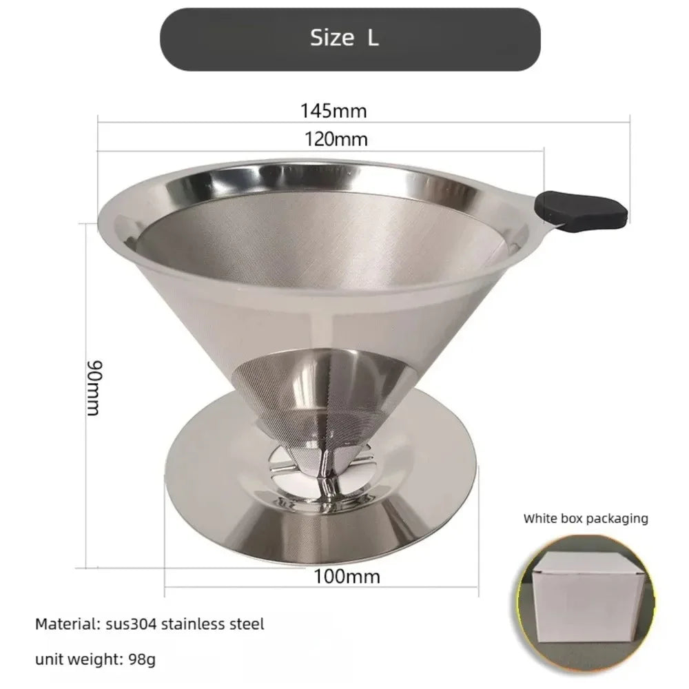Reusable Double Layer Stainless Steel Coffee Filter with Base Coffee Filter P3 With base