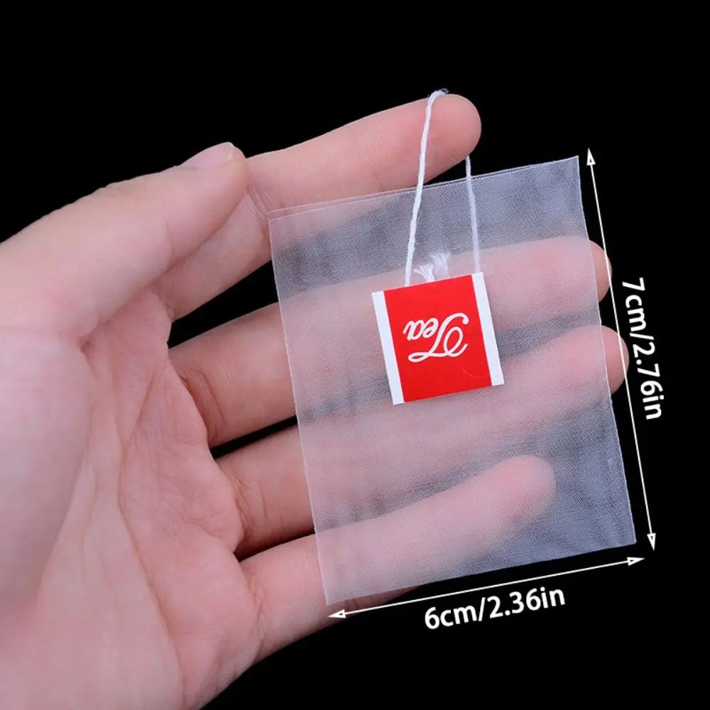 100-Pack Nylon Drawstring Disposable Tea Filter Bags | Transparent Tea Filter Bags P3