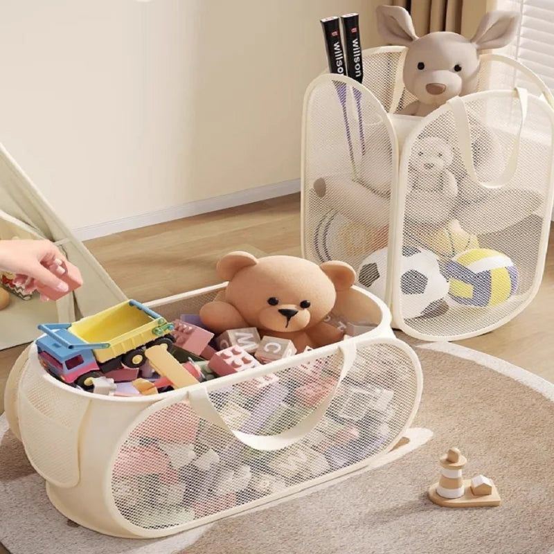 Foldable Mesh Storage Basket – Large Toy & Laundry Hamper Foldable Storage Basket P3