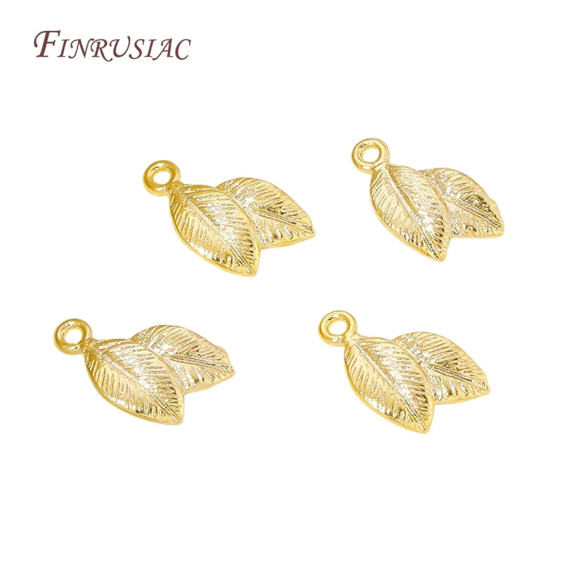 18K Gold Plated Brass Double Leaf Charm Connectors – 10/20 Pcs Jewelry Charm Connectors P3