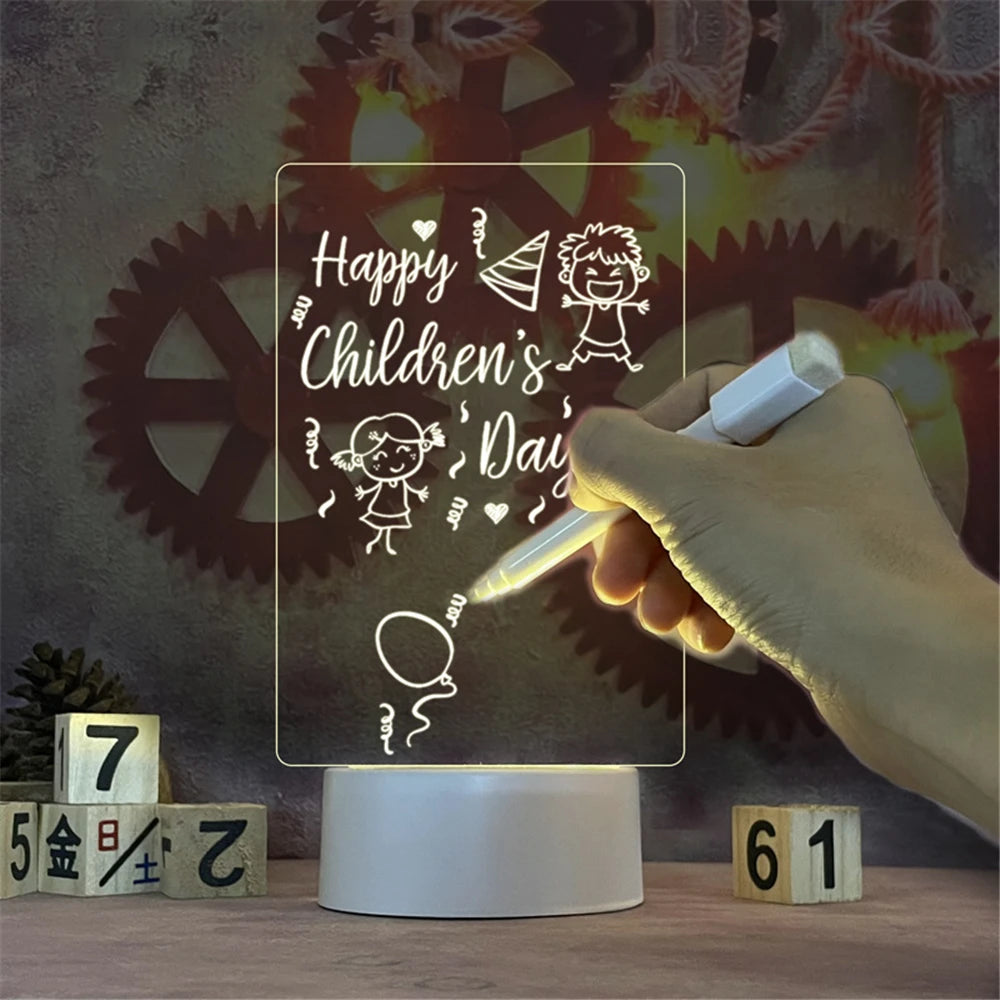 LED Acrylic Erasable Message Board Night Light | USB Powered LED Message Board Light P3