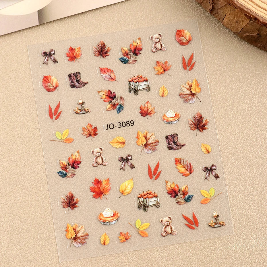Autumn Maple Leaf Nail Stickers – Fall Nail Art Decals 2pcs Nail Art Stickers P3
