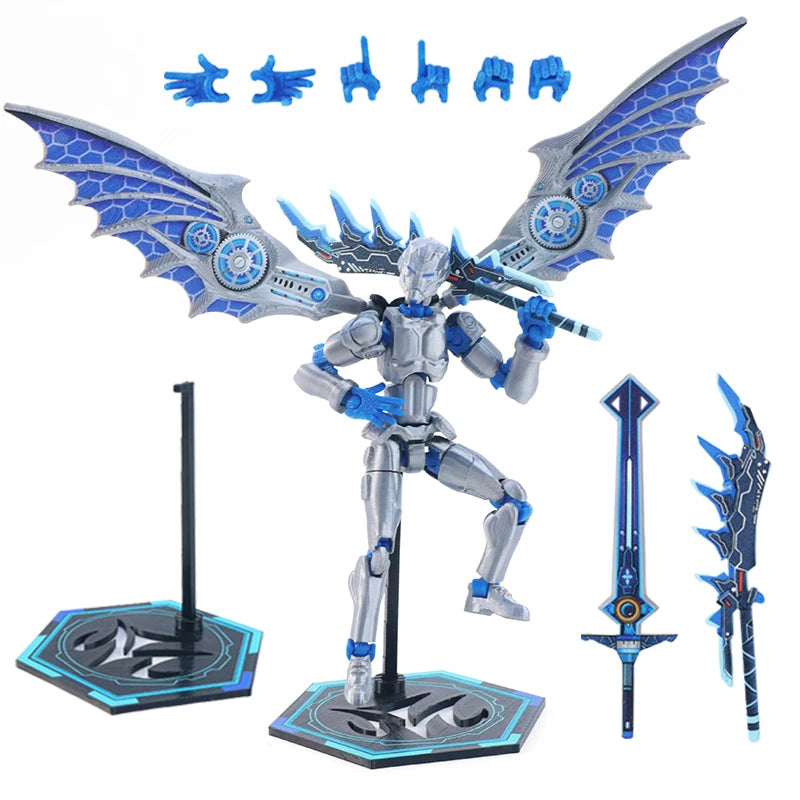 Winged Mech Robot Model – 3D Printed Poseable Desktop Figure Poseable Robot Figure P3