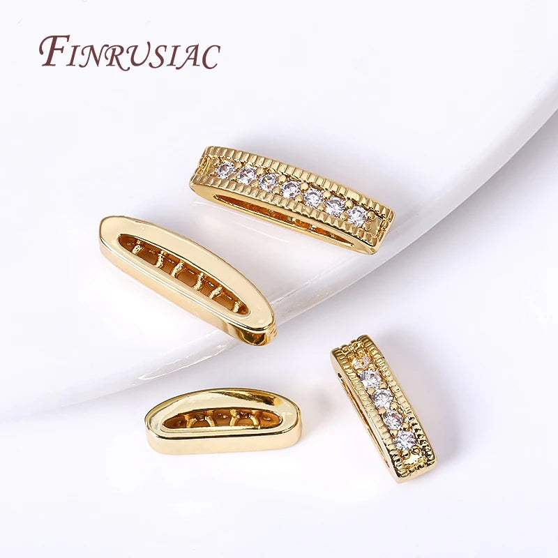 18K Gold Plated Oval Bead Spacers Zircon – 2/3 Hole DIY Bead Spacer Findings P3