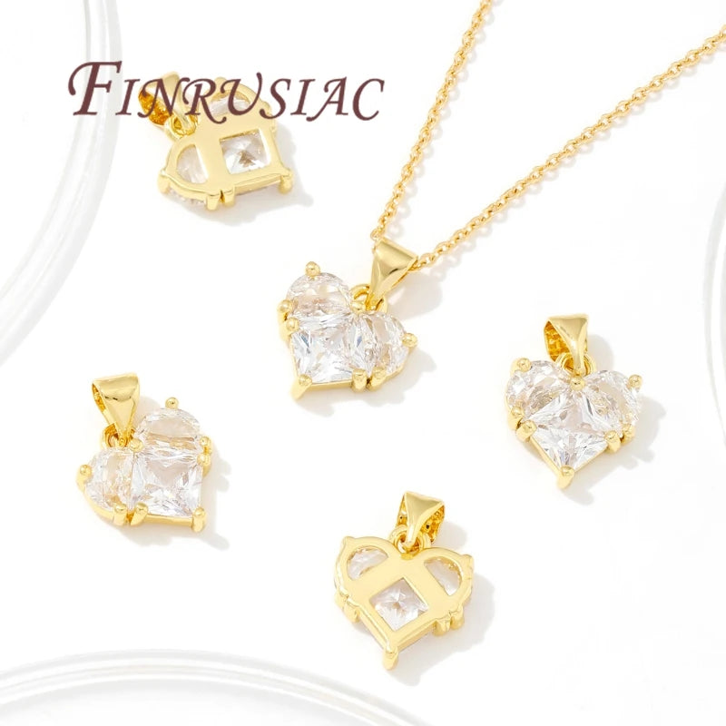 18K Gold Plated Zircon Charms – Sun Heart Star Pendants DIY Jewelry Charms Pendants P3