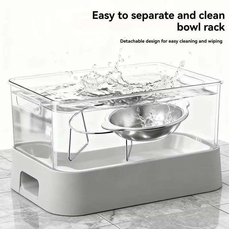 304 Stainless Steel Tilted Elevated Cat Bowl with Stand Elevated Pet Bowl P3