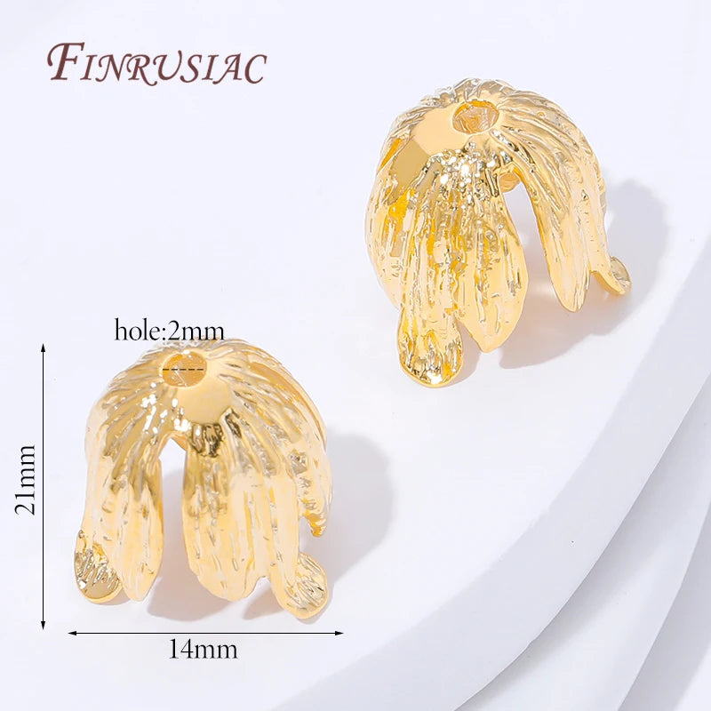 18K Gold Plated Tulip Bead Caps – Flower End Caps for DIY Jewelry Jewelry Bead Caps P3 18K Real Gold Plated 3 pieces