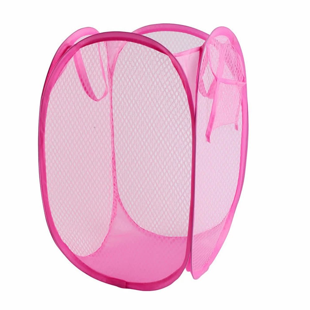 Folding Laundry Basket – Collapsible Mesh Hamper & Organizer Laundry Basket P3 pink