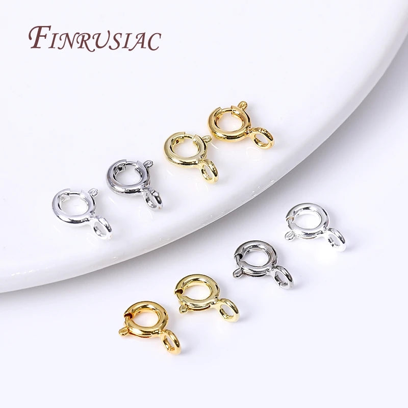 18K Gold Plated Brass Spring Ring Clasp & Open Ring 5–7mm Jewelry Clasp Findings P3