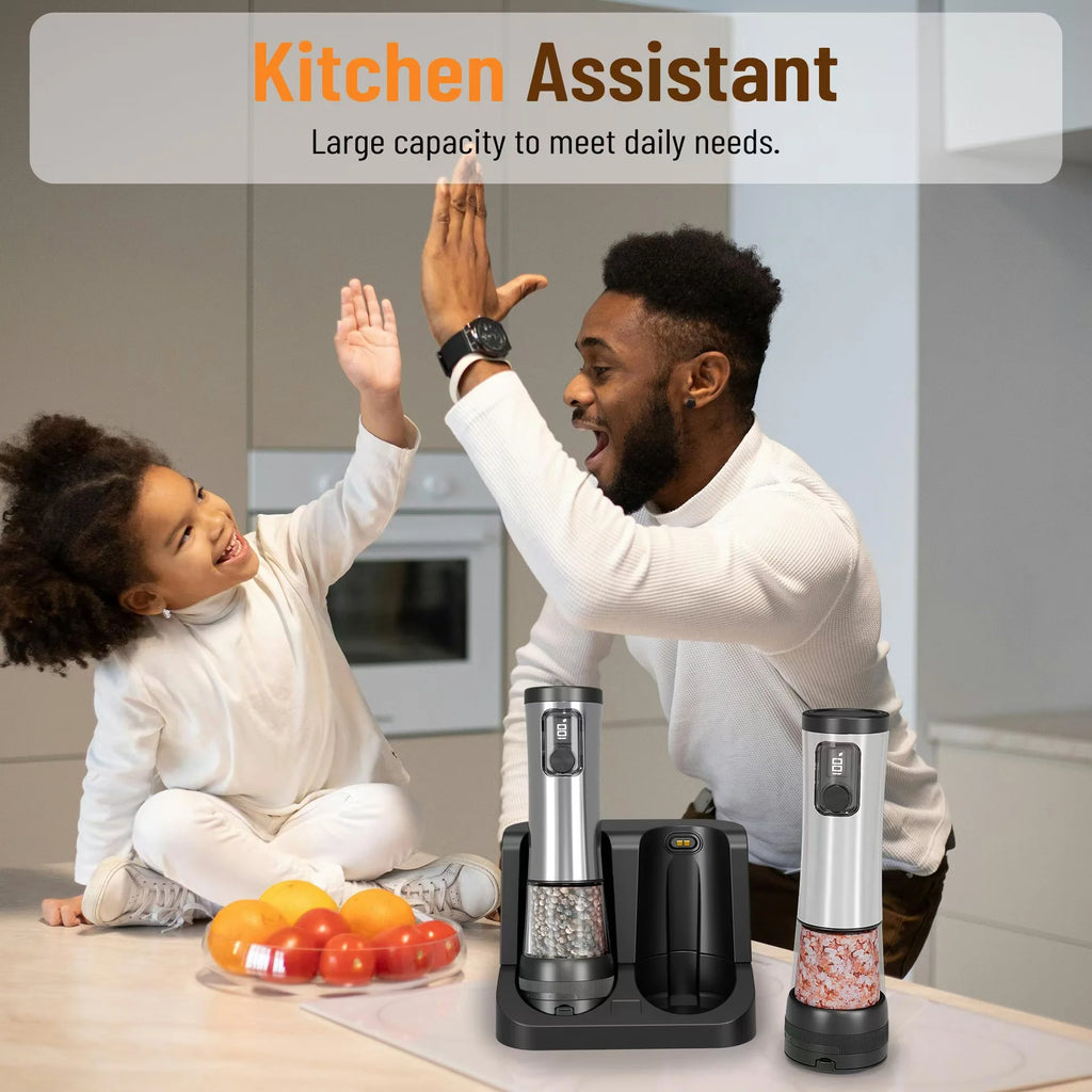 CLITON Electric Salt & Pepper Grinder Set with LED – 2 Pack Electric Spice Grinder P3