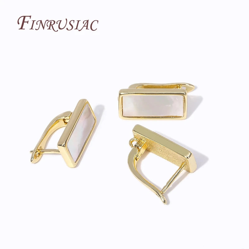 18K Gold Plated Shell Rectangle Earring Hooks for DIY Jewelry Earring Hooks Findings P3
