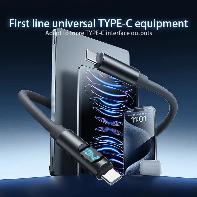 240W USB-C to USB-C Fast Charge Cable | Digital Display USB-C Charging Cable P3