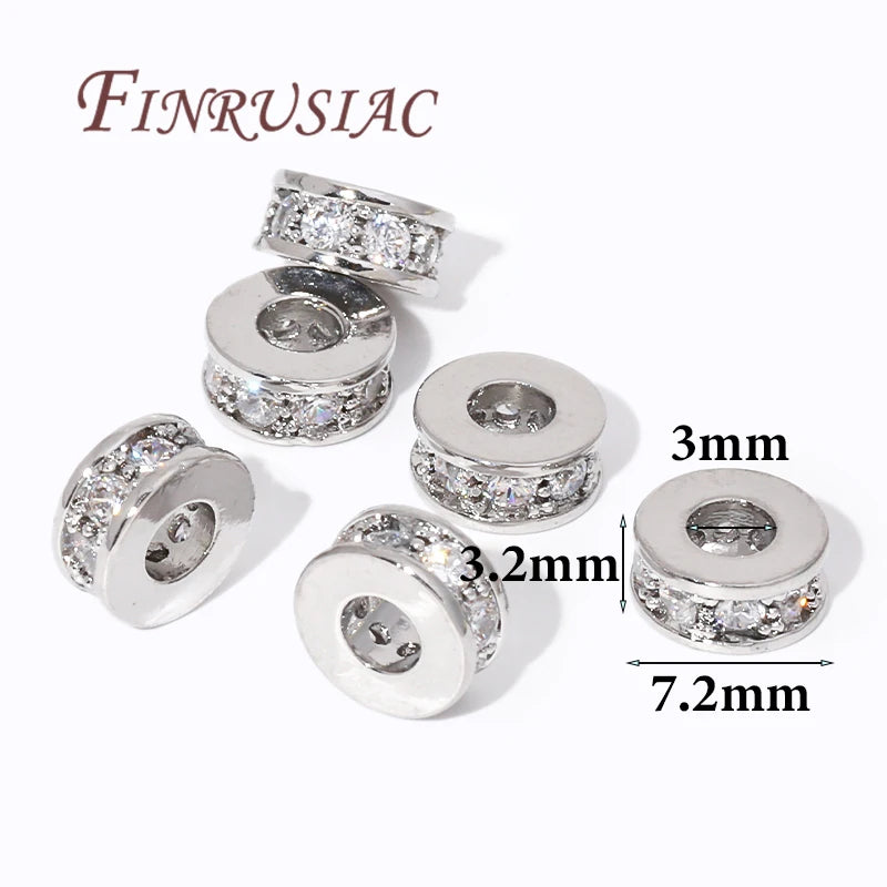 18K Gold Plated Brass Zircon Spacer Beads – DIY Jewelry Making Jewelry Spacer Beads P3 Rhodium Plated 8pcs