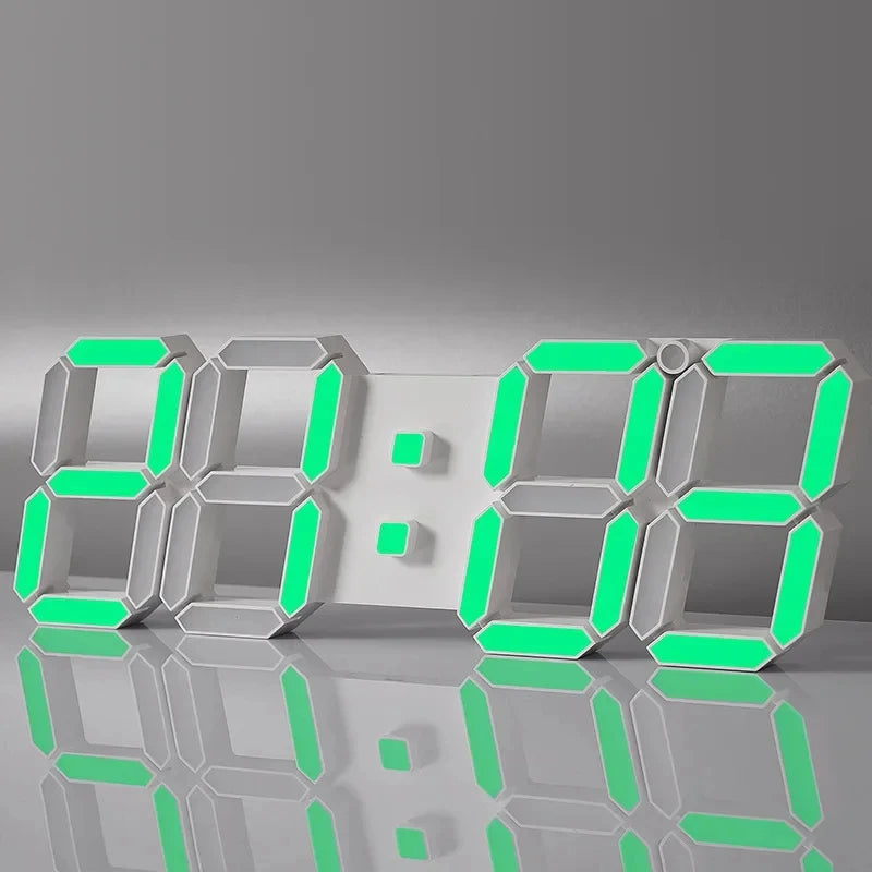 3D LED Digital Wall Clock with Alarm – USB Powered | White LED Wall Clock P3