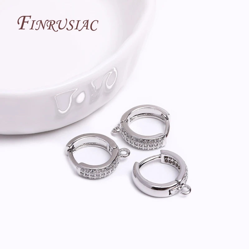 18K Gold Plated Zircon Round Hoop Earring Hooks & Clasps Earring Findings P3