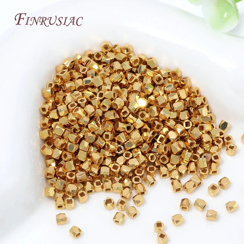 18K Gold Plated Hexagon Brass Spacer Beads | DIY Jewelry Jewelry Spacer Beads P3