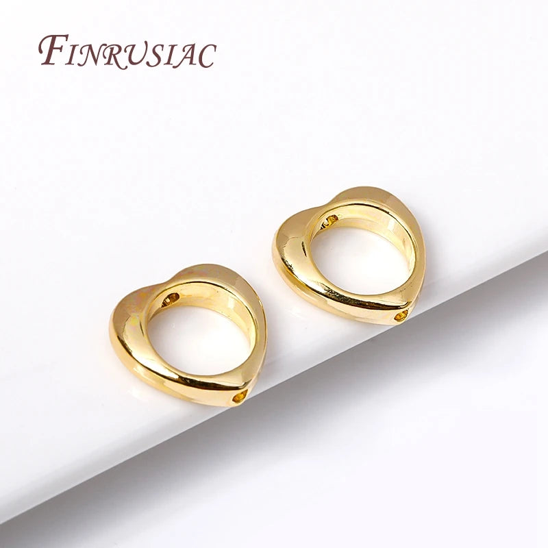 18K Gold Plated Heart Frame Bead Spacer Connectors DIY Jewelry Jewelry Making Findings P3