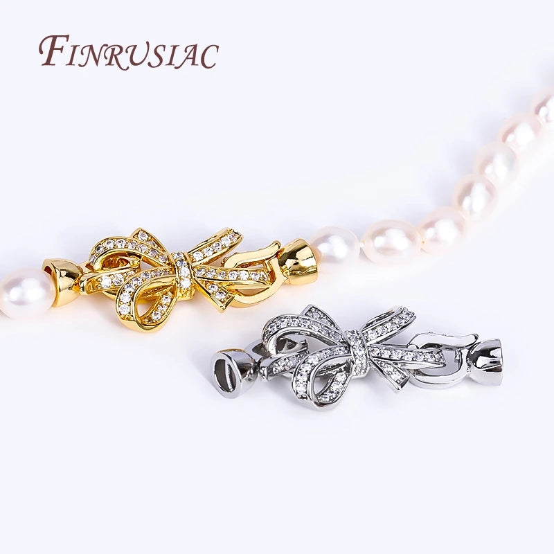 18K Gold Plated Zircon Bowknot Clasp for DIY Necklace Making Jewelry Connector Clasp P3