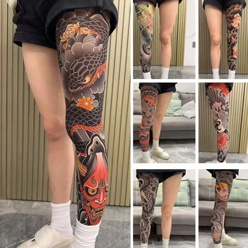Fake Tattoo Print Stockings – Unisex Full Leg Tights Tattoo Print Tights P3