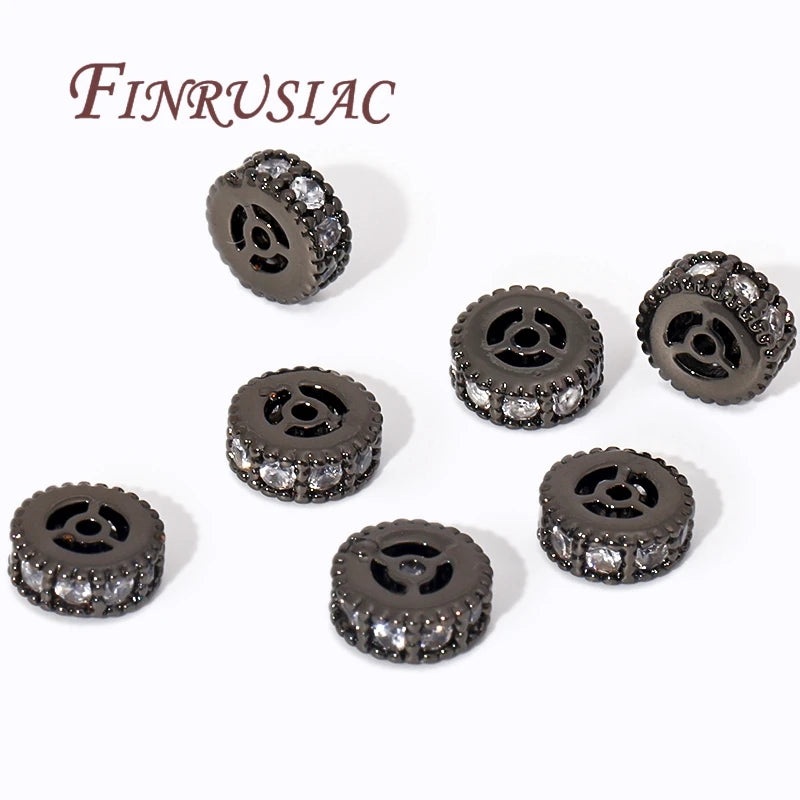 14K/18K Gold Plated Zircon Round Spacer Beads | DIY Jewelry Jewelry Spacer Beads P3 Black Plated 10mm-6pcs