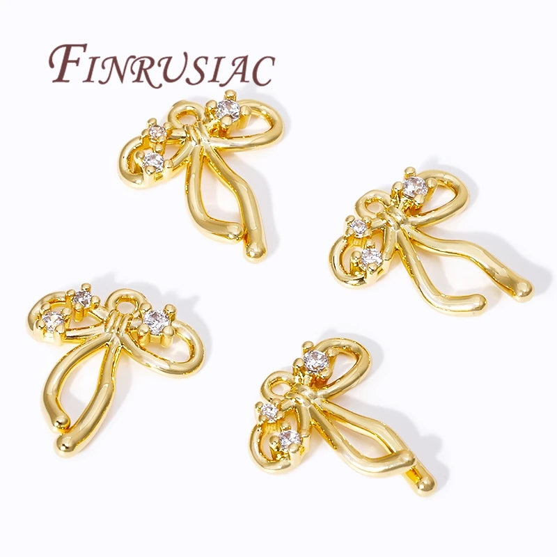 18K Gold Plated Zircon Bow Pendant Charms | DIY Jewelry Findings Jewelry Pendant Charms P3