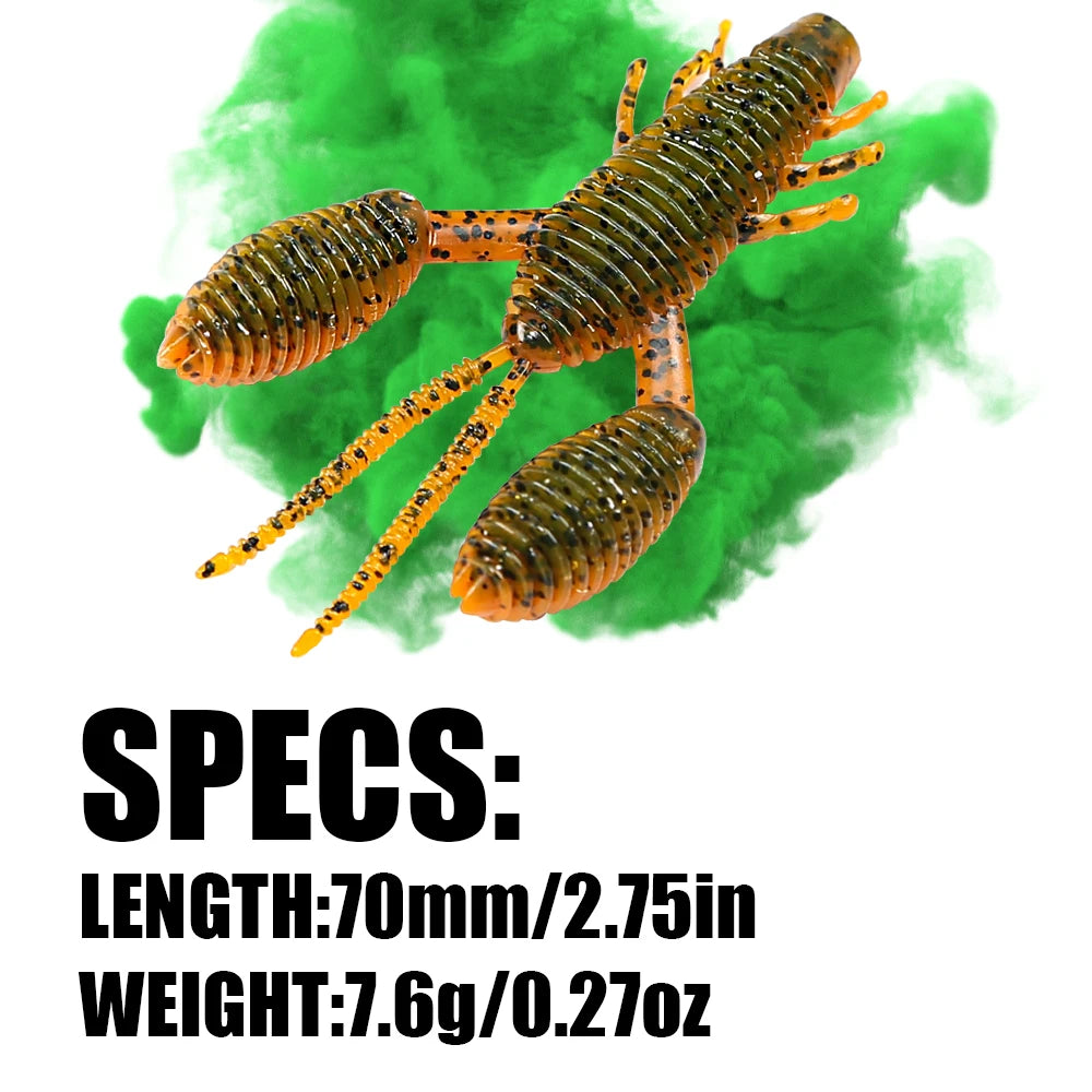 B&U 70mm Soft Crawfish Lure – Bass Pike Perch 4-Pack Soft Plastic Lure P3