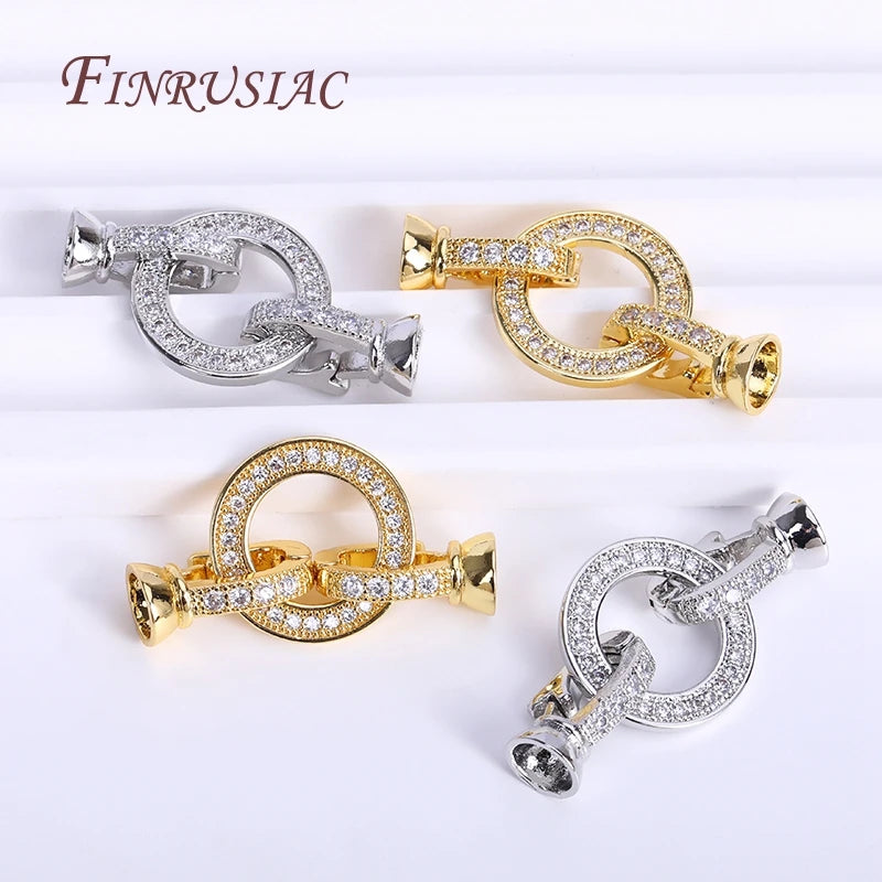 18K Gold Plated Zircon Lock Clasp for DIY Necklace Jewelry Jewelry Clasp Finding P3
