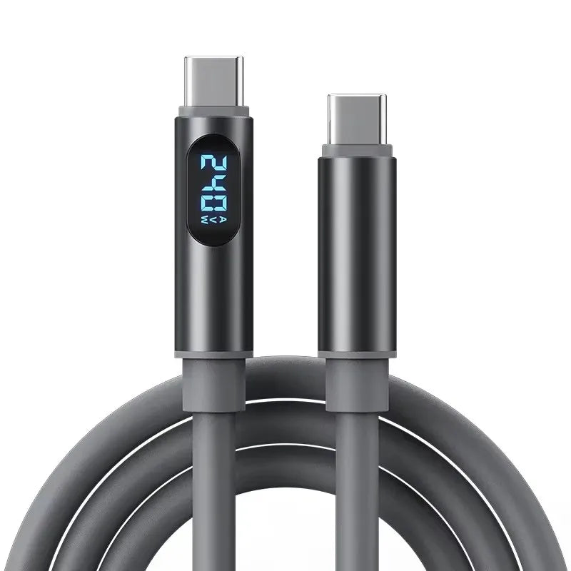 240W USB-C to USB-C Fast Charging Cable | Digital Display USB-C Charging Cable P3 Gray 1.2m