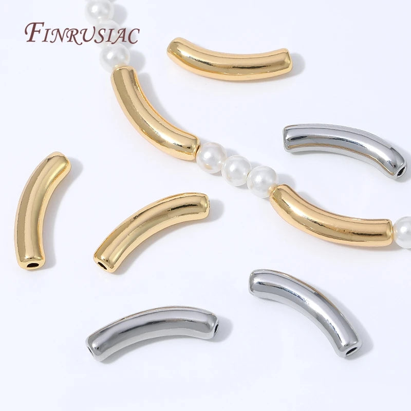 18K Gold Plated Curved Tube Spacer Beads – DIY Jewelry Findings Jewelry Spacer Beads P3
