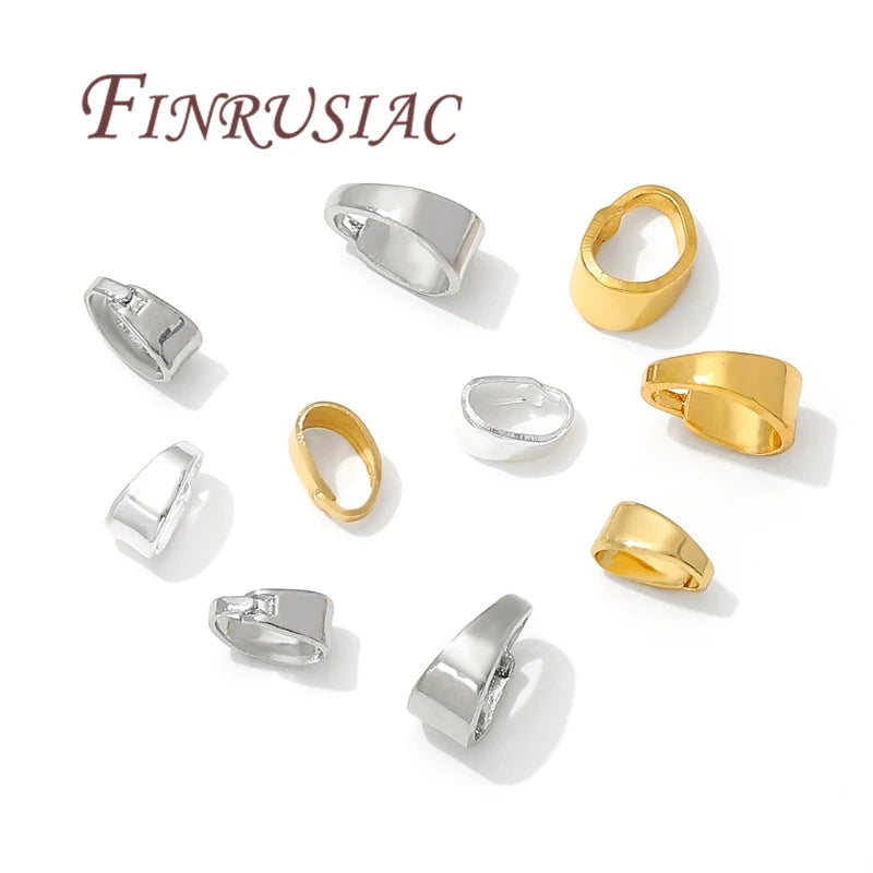18K Gold Plated Pinch Bail Clasps | Brass Pendant Connectors Jewelry Findings P3
