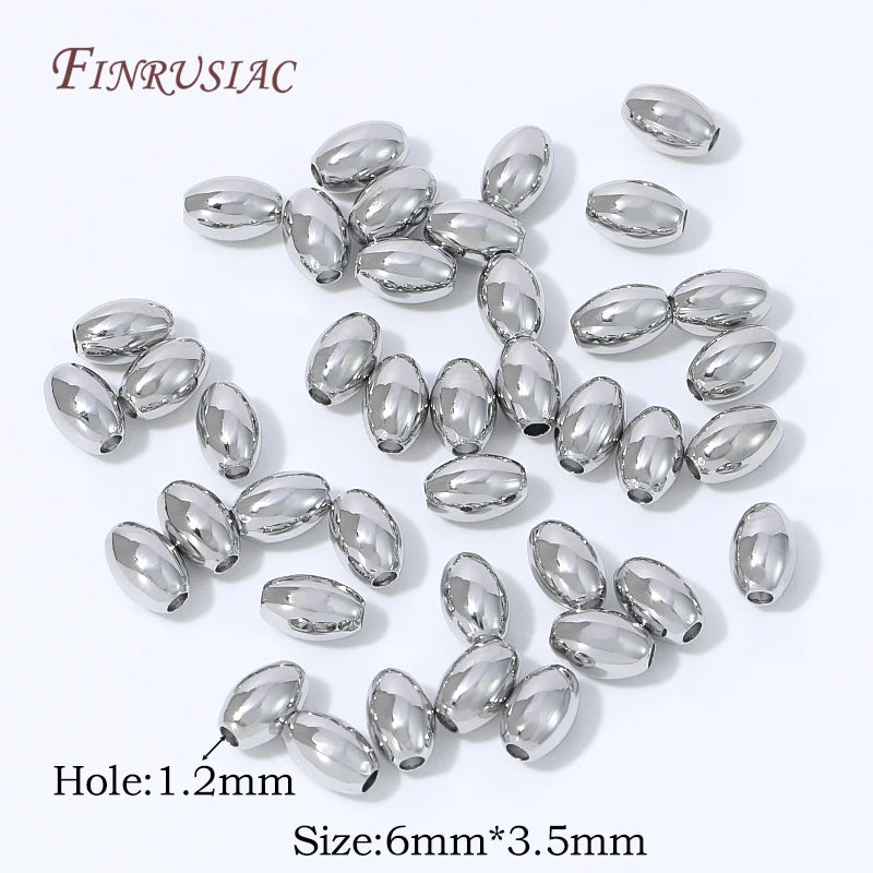 18K Gold Plated Oval Rice Spacer Beads | DIY Jewelry Making Jewelry Spacer Beads P3 Rhodium Plated 20pcs