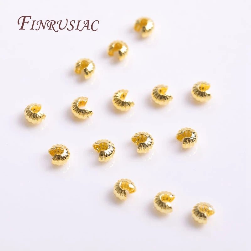 14K/18K Gold Plated 4MM Crimp Bead Covers – DIY Jewelry Findings Crimp Bead Covers P3