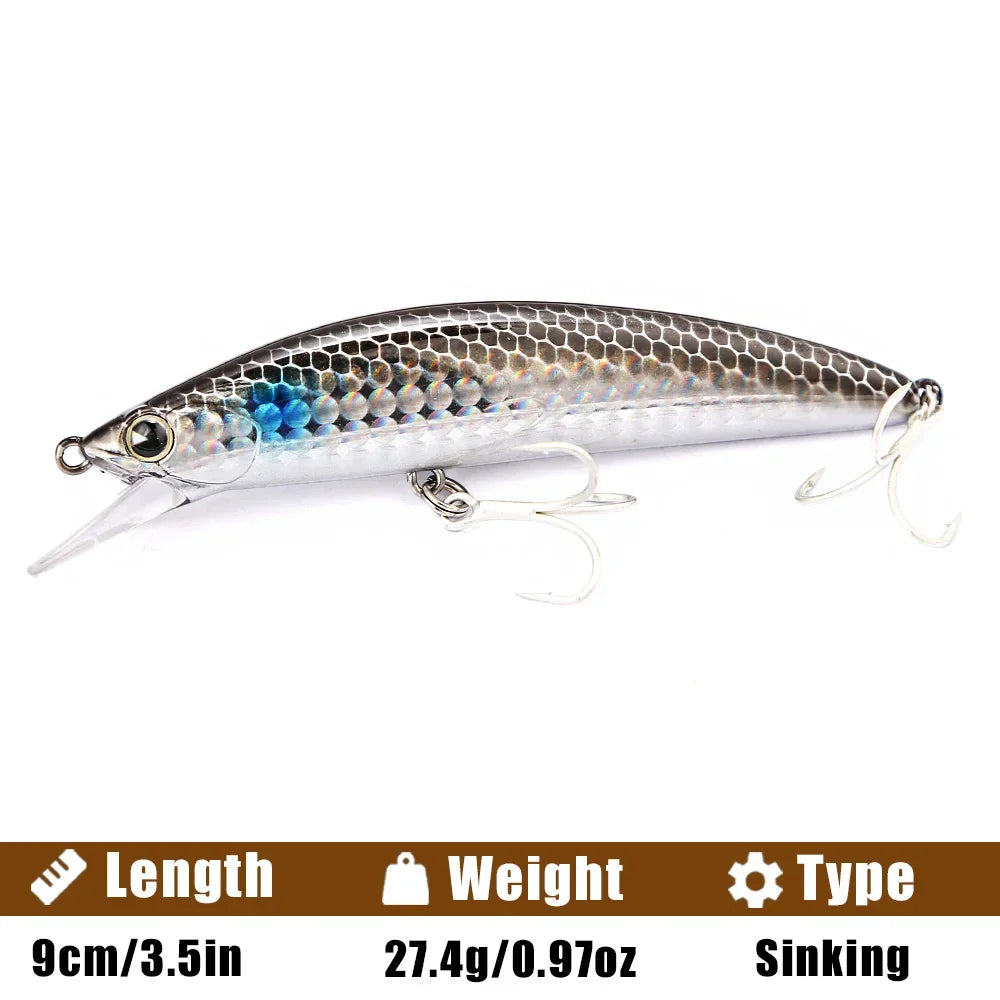 B&U Saltwater Sinking Minnow Jerkbait – Long-Cast Sea Bass Lure Saltwater Fishing Lure P3 black