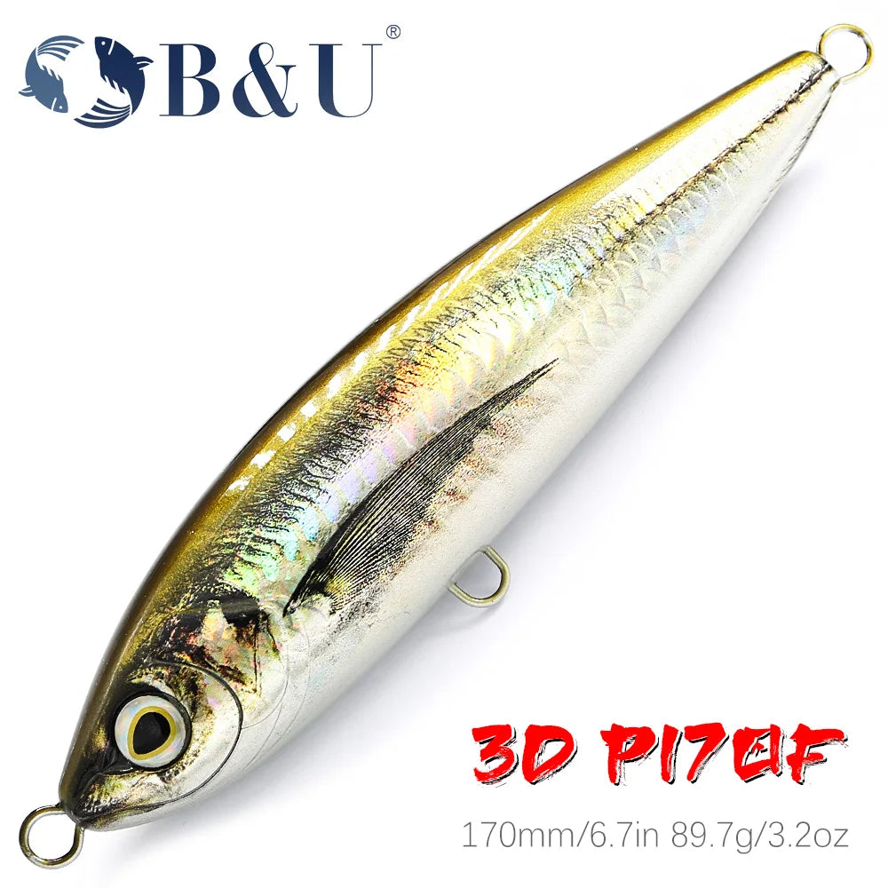 B&U 170mm Floating Pencil Lure | Topwater Saltwater Hard Bait Topwater Fishing Lure P3