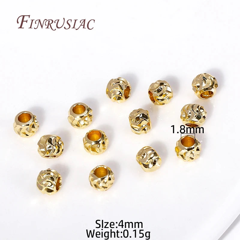 4mm 18K Gold Plated Corrugated Brass Spacer Beads for DIY Jewelry Jewelry Spacer Beads P3 14K Gold Plated-4mm 50 pcs