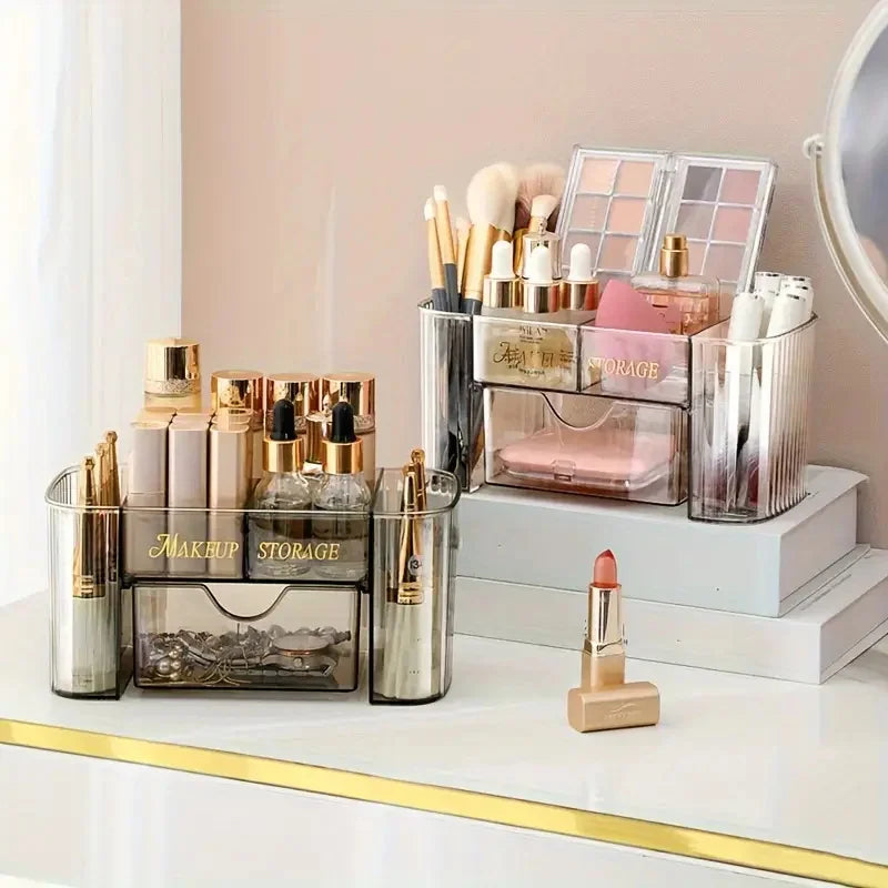 Multi-Tier Transparent Makeup Organizer with Drawers Makeup Organizer P3