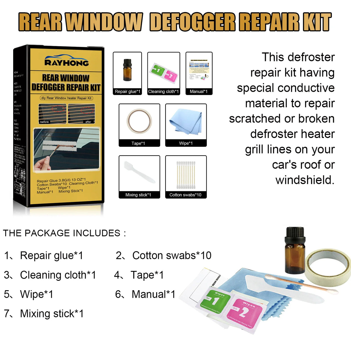 Rear Window Defogger Repair Kit – DIY Grid Line Fix | RayHong Defogger Repair Kit P3