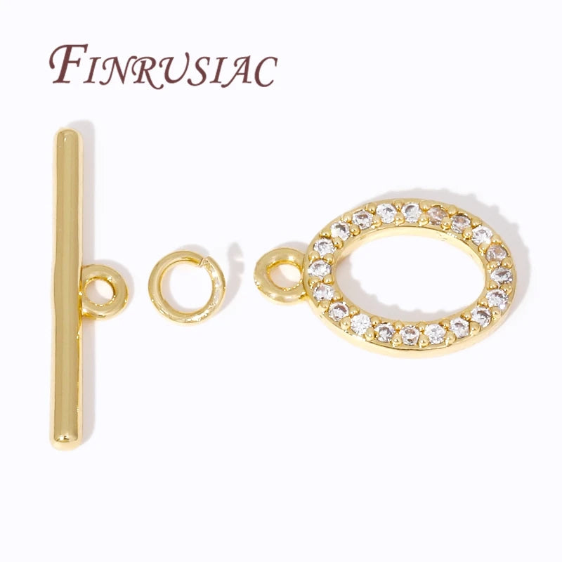 18K Gold Plated CZ Toggle Clasp | OT Ring Bar Jewelry Connector Jewelry Toggle Clasp P3