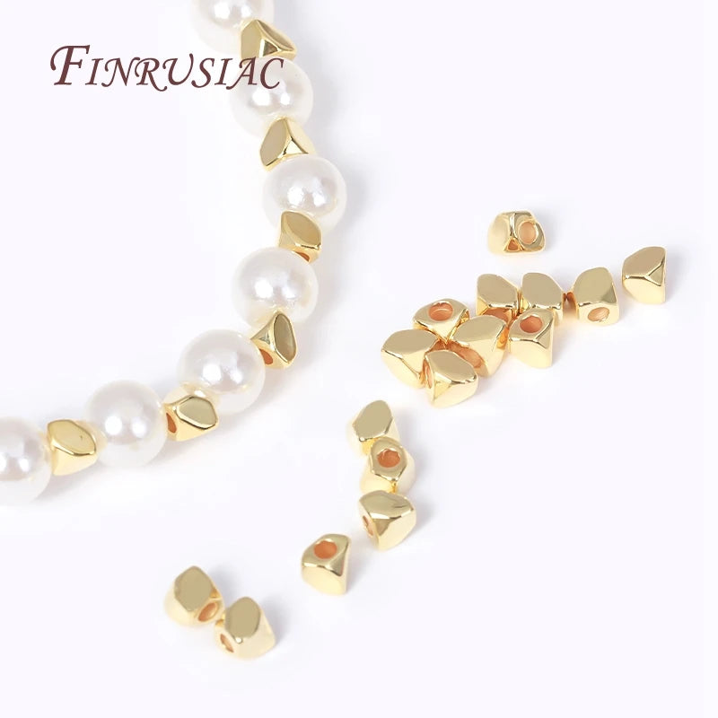 18K Gold Plated Rhombus Spacer Beads 3mm 4mm | Brass DIY Jewelry Spacer Beads P3