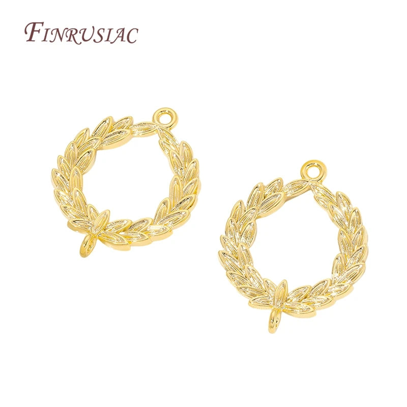 18K Gold Plated Olive Leaf Wreath Connector Charms | DIY Jewelry Jewelry Connector Charms P3