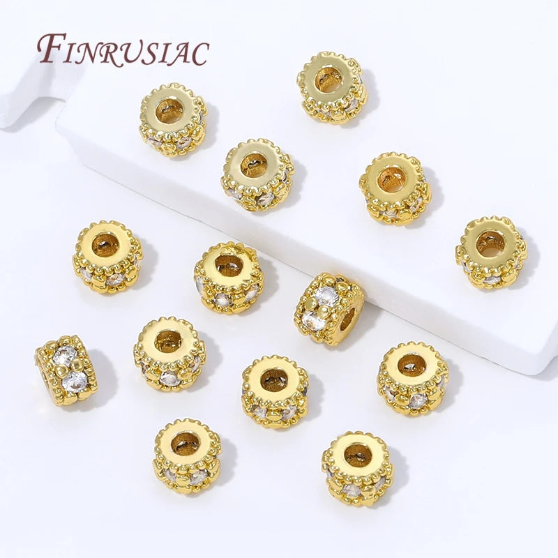 18K Gold Plated Zircon Spacer Beads | DIY Jewelry Making Jewelry Spacer Beads P3