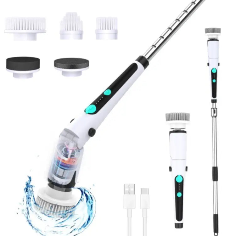 Electric Spin Scrubber – Cordless Brush with 5 Heads, Type-C Electric Spin Scrubber P3 Blue 7.4V
