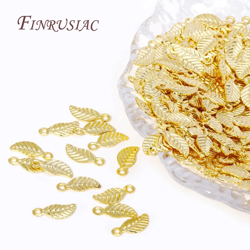 18K Gold Plated Leaf Tag Charm Pendants – DIY Jewelry Findings Jewelry Findings P3