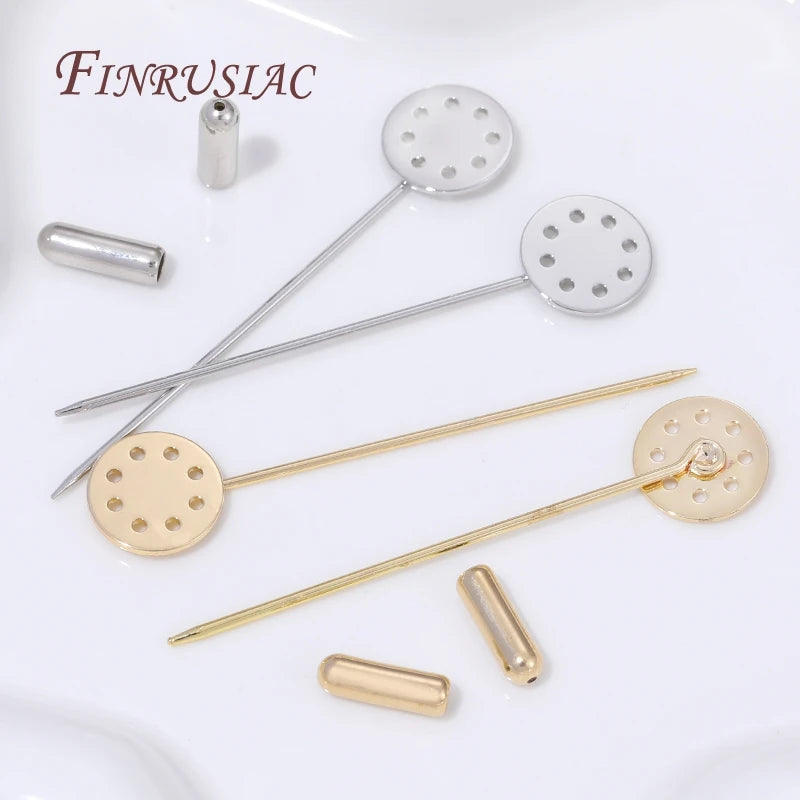 14K Gold Plated Brass Stick Pin Blanks – DIY Lapel & Shawl Pins Brooch Pin Blanks P3