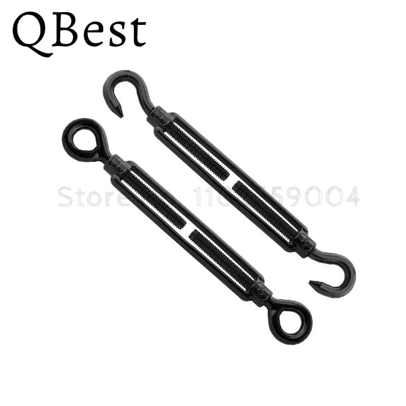 Black Stainless Steel Hook & Eye Turnbuckle Wire Tensioner M4–M8 Wire Turnbuckle Tensioner P3