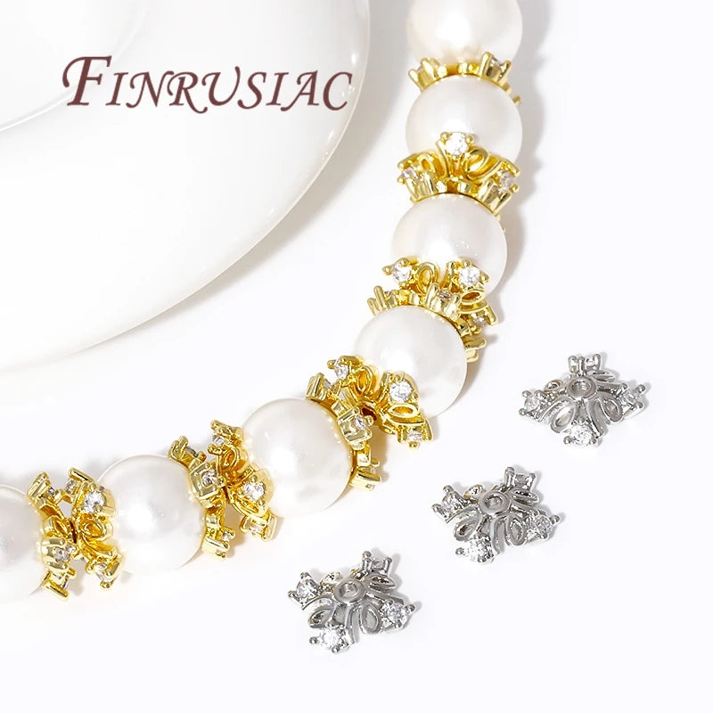 18K Gold Plated Brass Zircon Bead Caps – DIY Jewelry Findings Jewelry Bead Caps P3