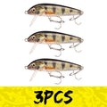 B&U Trout Sinking Minnow Lures Set | 3D Jerkbait 3/4pcs Fishing Lure Set P3 brown yellow 3pcs 7cm-7.1g