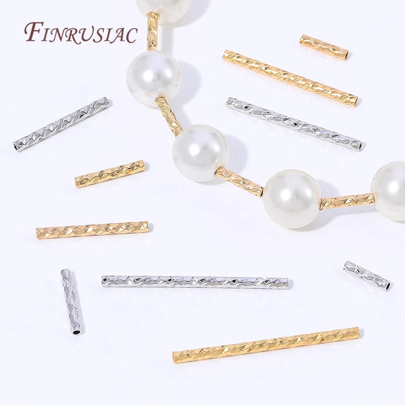 18K Gold Plated Diamond Cut Tube Spacer Beads | DIY Jewelry Jewelry Spacer Beads P3