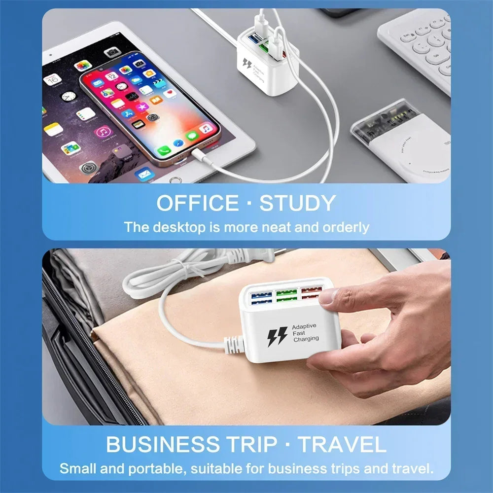 6-in-1 USB Desktop Charging Station – 30W Fast Charge Hub USB Charging Station P3
