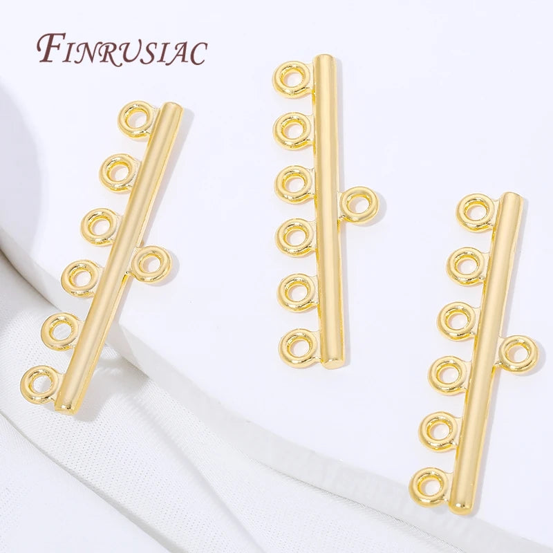 18K Gold Plated 6-Hole Multi-Strand Necklace Clasp | DIY Jewelry Findings Clasp P3